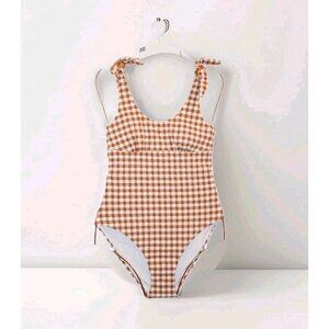 Andie Swim The Mandalay One Piece Women's Size XS Gingham Sparrow Seersucker NWT